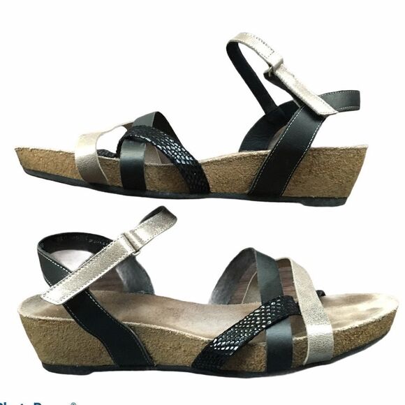 MUNRO Cork Wedge Strappy Leather Sandals Summer Shoes 11 - Picture 1 of 11